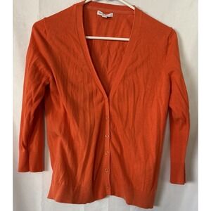 Gap Women‎ Cotton Cardigan Sweater Button Up Size M Orange